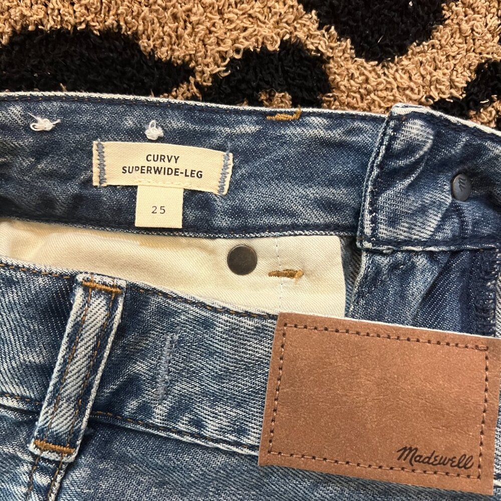 Madewell Curvy Super Wide Leg Jeans Billings Wash Sz 25 - Picture 3 of 5